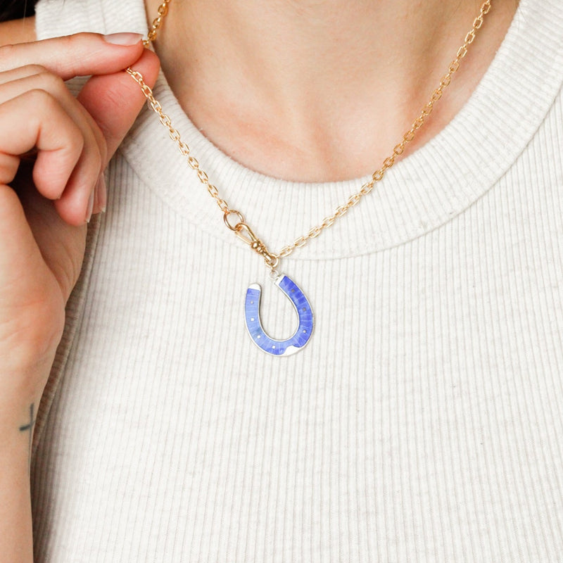 Lucky Blues Horseshoe Pendant