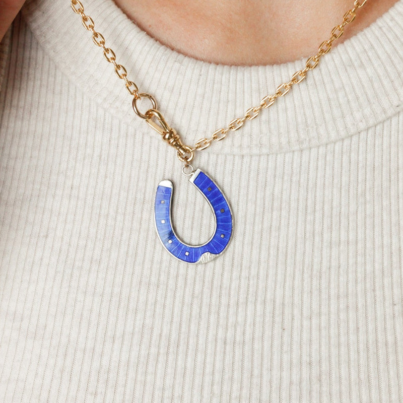 Lucky Blues Horseshoe Pendant