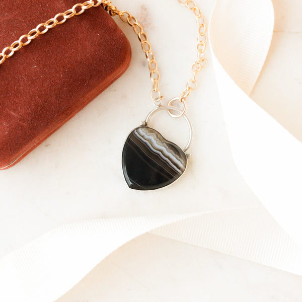 Agate Lover's Lock Necklace