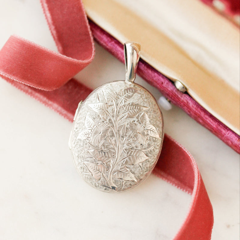 Engraved Morning Glory Locket