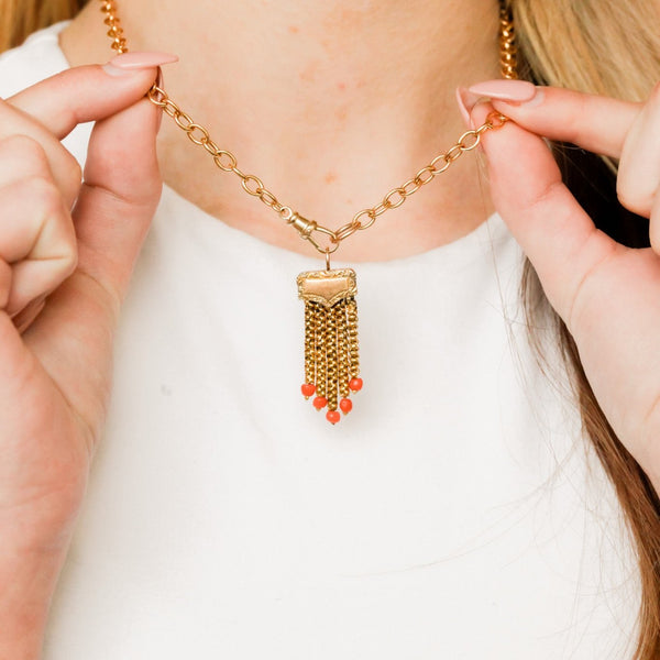 Dryden Coral Tassel Pendant