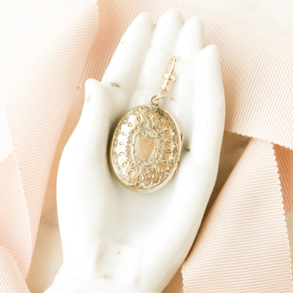 Enameled Coral + Pearl Gold Locket