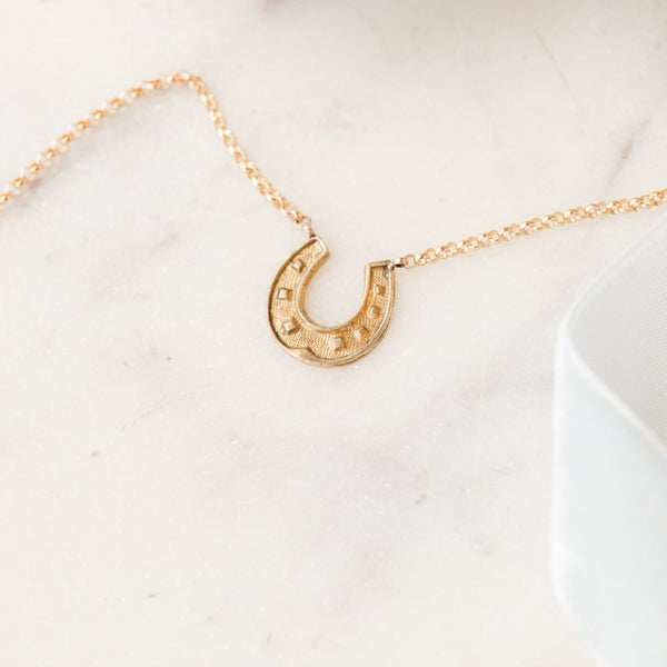 Dainty Lucky 7 Horseshoe Pendant