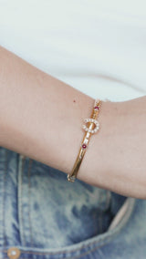 Evelyne Ruby + Pearl Horseshoe Bracelet