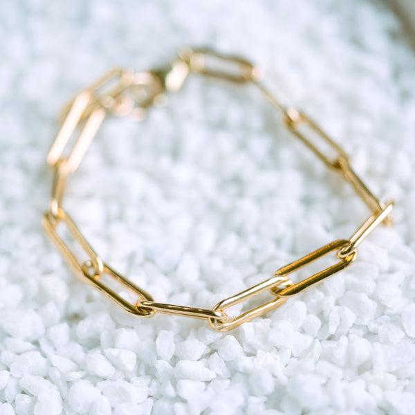 gold paper clip chain bracelet